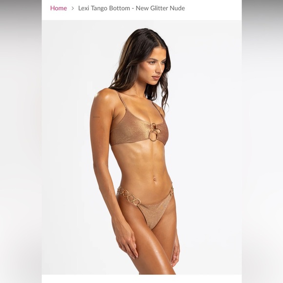 Beach bunny bikini Lexi Bralette Top - New Glitter Nude large, tango bottom xl - Picture 1 of 11